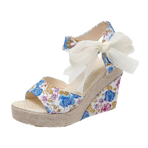Women's Denim Cross Buckle Sandals