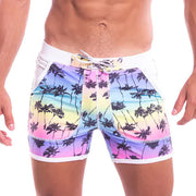 TADDLEE Men's Quick-Dry Swim Trunks with Palm Trees