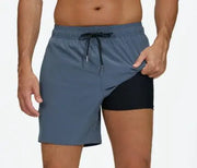 Men's Quick-Dry Double-Layer Beach Swim Trunks