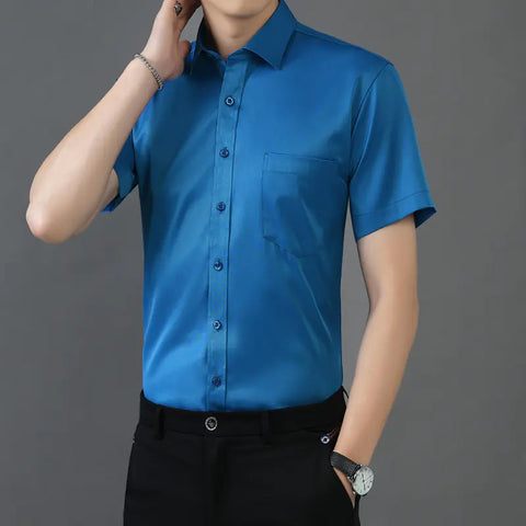 Men's Short Sleeve Stretch Bamboo Fiber Casual Shirt