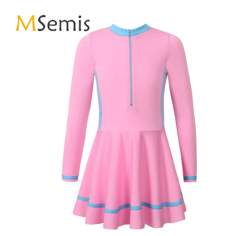 Solid Color Children's Dress Style Swimsuit - High-Quality, Comfortable, and Stylish