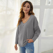 Loose V-Neck Padded Sweater - Luxurious Winter Comfort