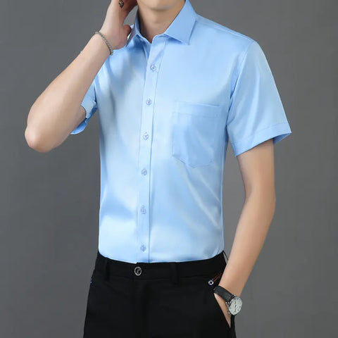 Men's Short Sleeve Stretch Bamboo Fiber Casual Shirt
