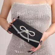 Bow Evening Bag Sparkly Clutch Purses For Women Wedding Glitter Rhinestone Party Prom Purse Dressy Clutch Bags