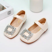 Red Leather Princess Shoes with Rhinestones for Kids