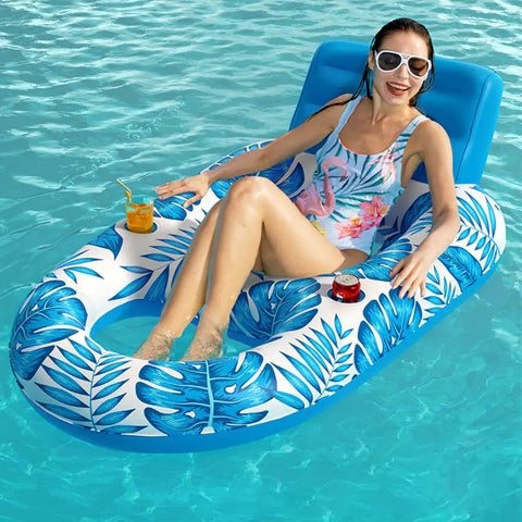 New Inflatable Leaf Lounge Float with Cup Holder
