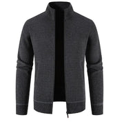Thick Fleece-lined Men's Stand Collar Knitted Jacket - Ultimate Winter Comfort & Style