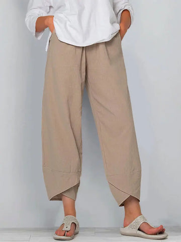 Loose Fit Cotton Linen Casual Pants for Women