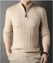 Men's Solid Color Half Zipper Sweater