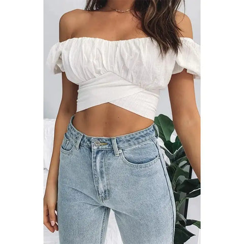 Pleated Short Sleeve Women's Shirt by New Lantern