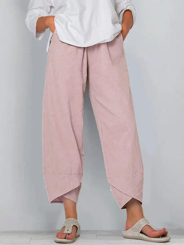 Loose Fit Cotton Linen Casual Pants for Women
