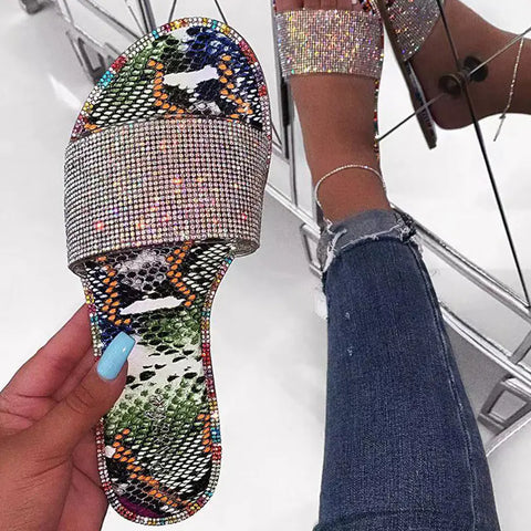 Summer Trendy Plus Size Women’s Snake Print Sandals