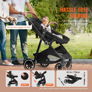 Deluxe Adjustable Baby Stroller with Bassinet - Ultimate Versatility and Convenience