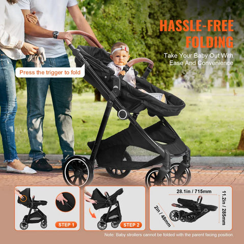 Deluxe Adjustable Baby Stroller with Bassinet - Ultimate Versatility and Convenience