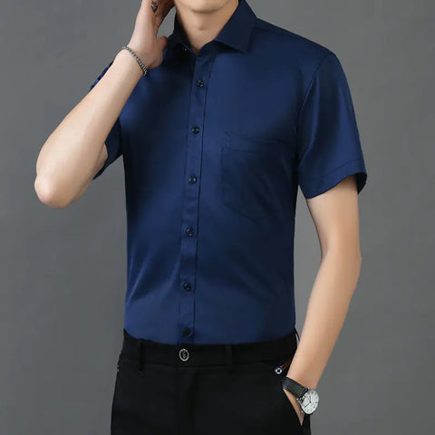 Men's Short Sleeve Stretch Bamboo Fiber Casual Shirt