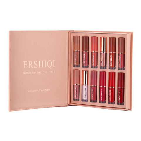 Indulge in the Luxury of Our 12pcs Moisturizing Velvet Matte Lipstick Gift Box