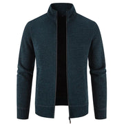 Thick Fleece-lined Men's Stand Collar Knitted Jacket - Ultimate Winter Comfort & Style