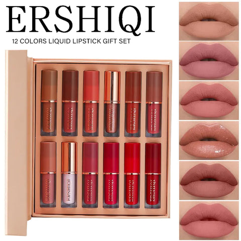 Indulge in the Luxury of Our 12pcs Moisturizing Velvet Matte Lipstick Gift Box