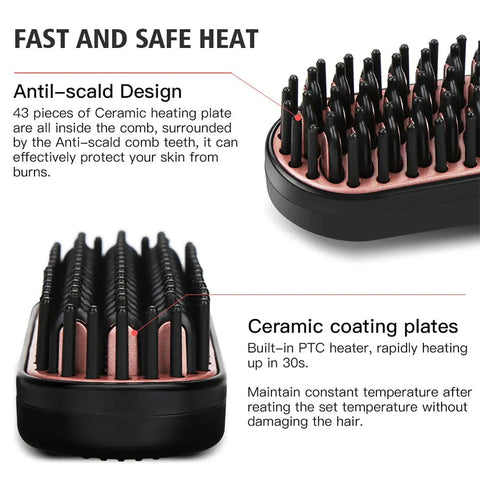 Professional Grooming Set - Straightening Brush and Beard Comb