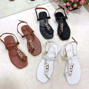 Summer Women's Square Toe Sandals with Metal Chain