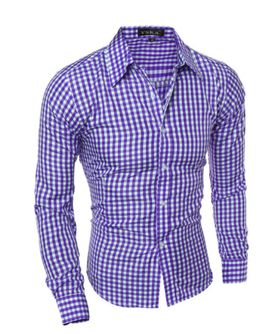 Classic Checkered Men’s Slim Fit Long Sleeve Shirt