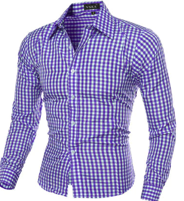 Classic Checkered Men’s Slim Fit Long Sleeve Shirt