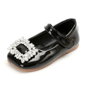 Red Leather Princess Shoes with Rhinestones for Kids