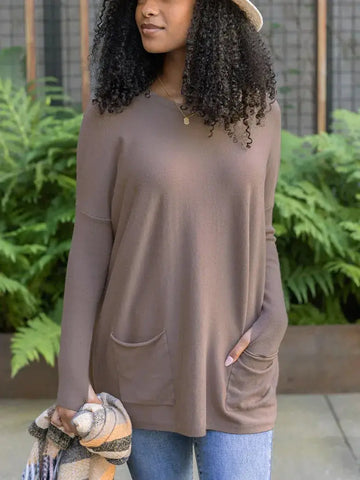 Women’s Fashion Long Sleeve Pocket Top