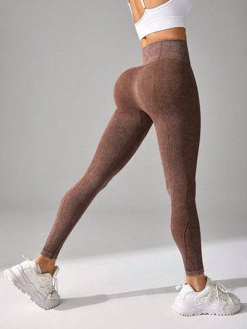 Nude Feel High Waist Hip Lifting And Belly Contracting Fitness Seamless Sports Pants