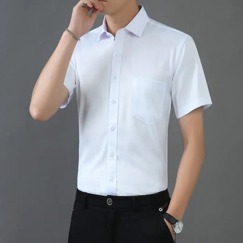 Men's Short Sleeve Stretch Bamboo Fiber Casual Shirt