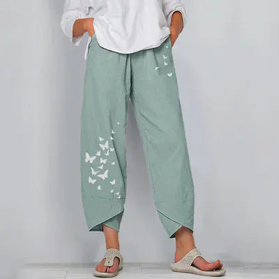 Loose Fit Cotton Linen Casual Pants for Women