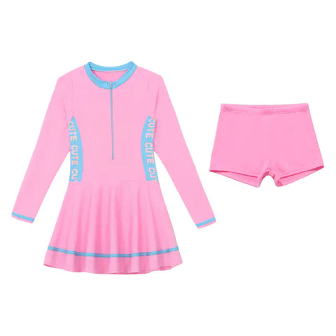Solid Color Children's Dress Style Swimsuit - High-Quality, Comfortable, and Stylish