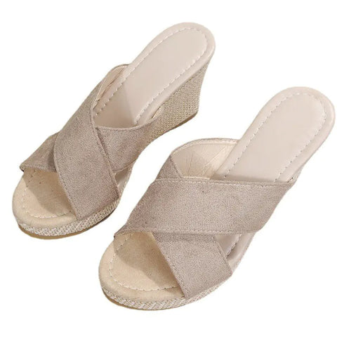 Summer Women’s Thick-Soled Cross Toe High Heels Sandals