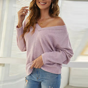 Loose V-Neck Padded Sweater - Luxurious Winter Comfort