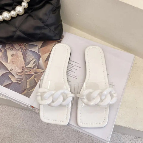Fashion Women's Solid Color Square Sandals & Slippers