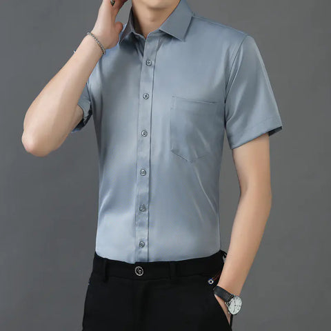 Men's Short Sleeve Stretch Bamboo Fiber Casual Shirt
