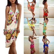 Bohemian Backless Maxi Dress with Beach Cover-up