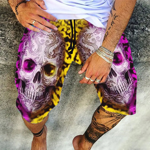 3D Digital Print Skull Shorts for Men