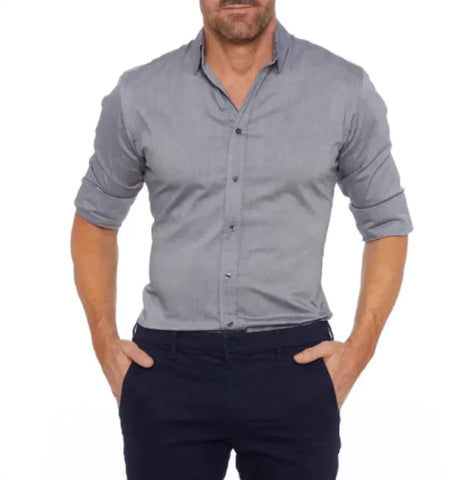 Men’s Zipper Lapel Shirt with Button Detail