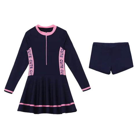 Solid Color Children's Dress Style Swimsuit - High-Quality, Comfortable, and Stylish