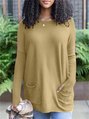 Women’s Fashion Long Sleeve Pocket Top