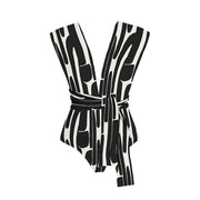 2023 Women's Black and White Striped Swimsuit - Stylish and Comfortable