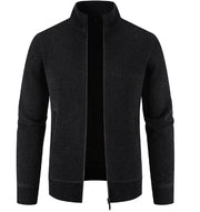 Thick Fleece-lined Men's Stand Collar Knitted Jacket - Ultimate Winter Comfort & Style