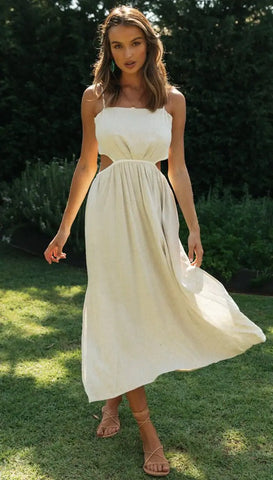Backless Lace-up Irregular Slit Dress for Women