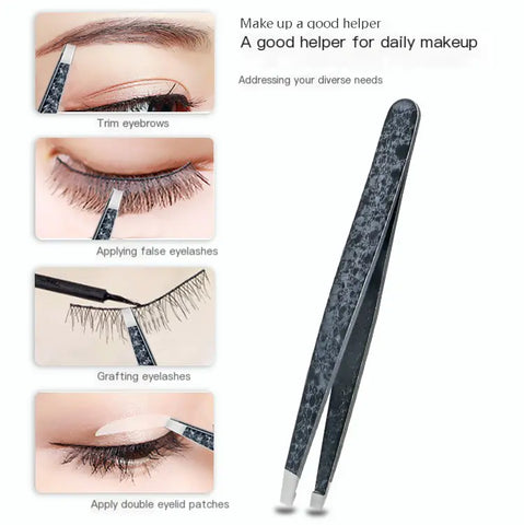 Professional Double-Sided Stainless Steel Tweezers - Precision Beauty Tool