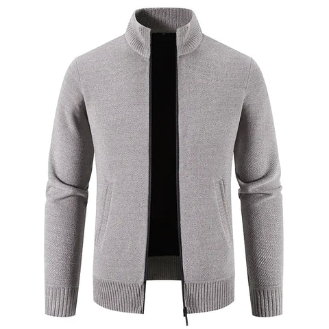 Thick Fleece-lined Men's Stand Collar Knitted Jacket - Ultimate Winter Comfort & Style
