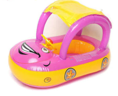 Inflatable Swim Float for Kids with Car Model Canopy