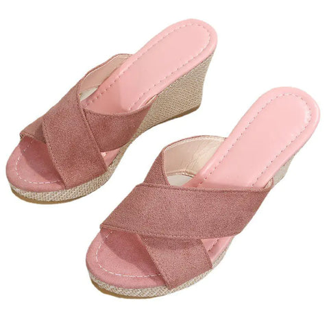 Summer Women’s Thick-Soled Cross Toe High Heels Sandals