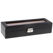 Carbon Fiber 6-Slot Watch Box in Black Leather