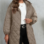 Elegant Hooded Zipper Cotton Jacket For Women